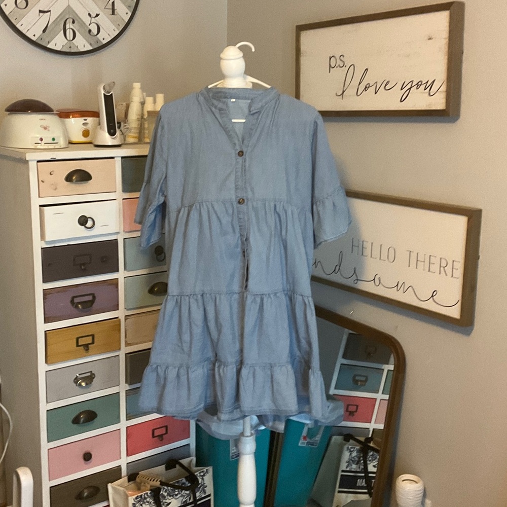 Light Blue Button-Down Dress